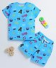 DEAR TO DAD Cotton Woven Half Sleeves Sports Theme Printed Coordinating Tee & Shorts Set - Multi Colour