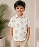 tior Woven Half Sleeves Tropical Theme Printed Shirt - Cream