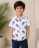 tior Woven Half Sleeves Tropical Theme Printed Shirt - White