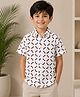 tior Woven Half Sleeves Abstract Printed Shirt - White