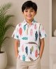 tior Woven Half Sleeves Leaves Printed Shirt - White