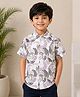 tior Woven Half Sleeves Abstract  Printed Shirt - Brown & White
