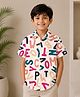 tior Woven Half Sleeves Alphabets Printed Shirt - Cream