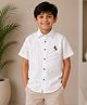 tior Woven Half Sleeves Horse  Printed Shirt - White