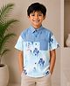 tior Woven Half Sleeves Abstract  Printed Shirt - Sky Blue