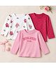 Babyhug 100% Cotton Knit T-Shirts with Full Sleeves & Bonjour Petite Fleur Print Pack of 3 - White Pink & Red