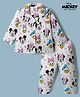 Babyhug Disney 100% Cotton Poplin Woven Full Sleeves Co-ord Shirt & Pajama Night Suit with Mickey Mouse and Friends Graphic Print - White