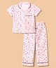 Dew Drops Cotton Knit Half Sleeves Co-Ords Shirt & Pyjama Night Suit with Floral Print - Pink