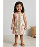 Lagorii Cotton Woven Sleeveless  Floral Printed Lace Detailed Dress - Cream & Purple