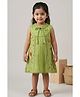 Lagorii Cotton Woven Sleeveless Floral Embroidered Lace Detailed Dress - Green