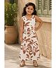 Lagorii Cotton Woven Sleeveless Floral Printed Bow Applique Detailed Coordinating   Top & Pants Set - Brown