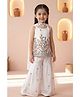 Lagorii Chiffon Woven Sleeveless Floral Embroidered Kurti & Sharara Set With Dupatta - White