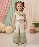 Lagorii Cotton Woven Sleeveless Floral Applique  Detailed Top & Pants Set - Green