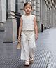 Lagorii Cotton Woven Sleeveless  Floral & Abstract Embroidered Lace Detailed Top & Pants Set - Cream