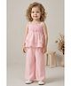 Lagorii Rayon Woven Sleeveless Butterfly Applique Detailed Smocked Top & Pant Set - Pink
