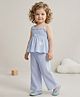 Lagorii Rayon Woven Sleeveless Butterfly Applique Detailed Smocked Top & Pant Set - Blue