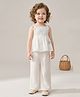 Lagorii Rayon Woven Sleeveless Butterfly Applique Detailed Smocked Top & Pant Set - White
