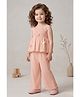Lagorii Rayon Woven Sleeveless Butterfly Applique Detailed Smocked Top & Pant Set - Peach