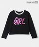 Pine Kids 100% Cotton Knit T-Shirt with Full Sleeves and Girl Foil/Glitter Print in Black for 6-7 Years