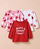 Babyhug 100% Cotton Knit Full Sleeves T-Shirts with Hearts , Apple & 'Have A Sweet Day' Print Pack of 3 - Pink , Red & White