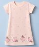 Doreme Single Jersey Knit One Piece Dress with Half Sleeves and Bear Print - Pink