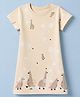 Doreme Single Jersey Knit Half Sleeves Dress With Geese Print - OffWhite