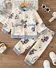 Mark & Mia Full Sleeves Co-Ords T-Shirt & Pyjama Winter Wear Night Suit with Animal Print - Beige