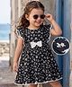 Babyhug Cotton Woven Frock Flutter Sleeves With Floral Print in Black