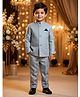 Rikidoos Cotton Woven Full Sleeve Textured Jodhapuri Pocket Square Detailing Coat With Pant - Mint Blue