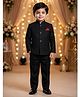 Rikidoos Cotton Woven Full Sleeve Textured Jodhapuri Pocket Square Detailing Coat With Pant - Black