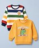 Babyhug 100% Cotton Heavy Gauge Terry Knit Sweatshirt With Full Sleeves and Dinosaur Print Pack of 2 - Yellow Blue
