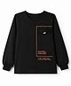 Arias 100% Cotton Terry Knit Full Sleeves T-Shirt with Rectangle Print & Mock Pocket Flap in Black