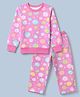 Smarty Girls Sinker Knit Winter Full Sleeves Winter Wear Co-ords Suit With Floral Print - Dark Pink