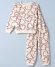 Smarty Girls Sinker Knit Full Sleeves T-Shirt and Jogger with Hearts Print - Cream