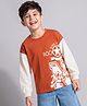 Arias 100% Cotton Single Jersey Knit Full Sleeves T-Shirts with Born To Be Rock The New York City Print -Rust Orange