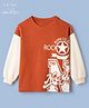 Arias 100% Cotton Single Jersey Knit Full Sleeves T-Shirts with Born To Be Rock The New York City Print -Rust Orange