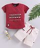 LTZ CLUB Textile Knit Half Sleeves Typography Printed Tee & Shorts Set - Rust
