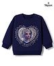 Bonfino Disney 100% Cotton Fleece Knit Sweatshirt With Full Sleeves, Drop Shoulder Sleeves And Elsa Print - Navy Blue