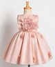 Enfance Cotton Mixes Sleeveless Floral Applique & Stone Embellished Dress - Pink