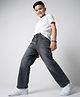 Arias Cotton Elastane Woven Wide Length Washed Full Length Jeans - Black