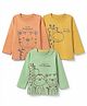 Babyhug Cotton Knit T-Shirts with Full Sleeves and Tiger Print in Green,Orange,&White Color Pack of 3