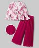 OLLINGTON ST. Georgette Woven Full Sleeves Top and Culottes Set with Floral Print in White
