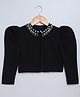 Bright Stars KIDSWEAR Knit Full Puffed Sleeves Pearls Embellished Shrug - Black