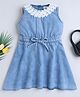 Bright Stars Kidswear Denim Sleeveless Floral Embroidered Dress - Blue