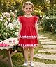Bright Stars KIDSWEAR Woven Flutter Sleeves Floral Embroidered Dress - Red