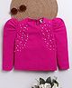 Bright Stars KIDSWEAR Knit Full Puffed Sleeves Pearls Embellished Top - Pink