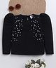 Bright Stars KIDSWEAR Knit Full Puffed Sleeves Pearls Embellished Top - Black