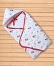 Simply Interlock Knit Hooded Towel & Wrappers with Elephant Boat Print L 95 x B 100 cm - White