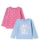 Babyhug Cotton Knit T-Shirts with Full Sleeves and Floral Print Pack of 2 - Pink & Light Blue