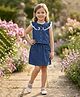 Bright Stars KIDSWEAR Denim Sleeveless Lace Embellished Tie Up Top & Bow Applique Detailed Skirt Set - Blue